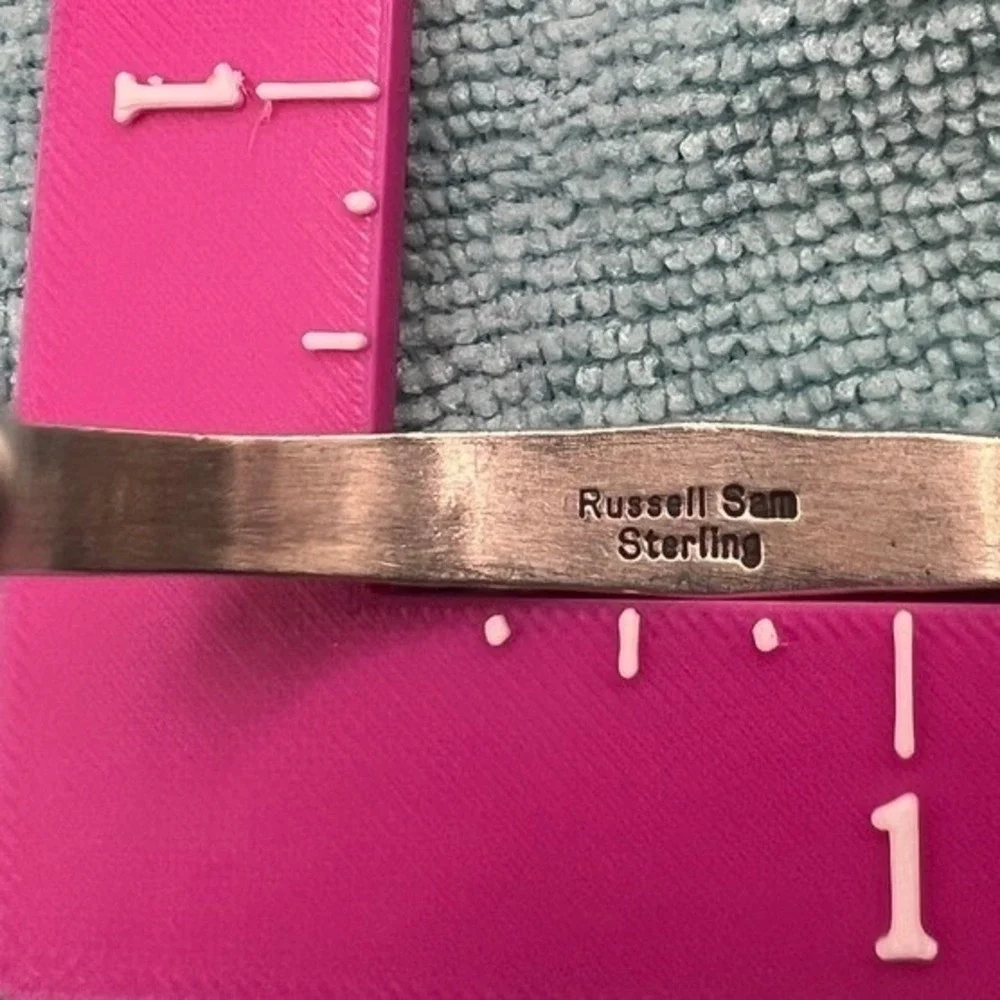 Russell Sam Sterling Silver Cuff Bracelet Blue Stone 26g .25